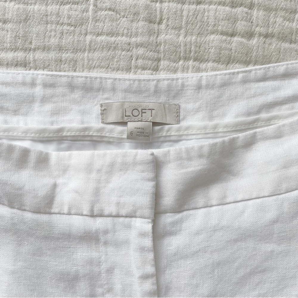 EUC Ann Taylor LOFT Marisa White 100% Linen Pants - 6 - Picture 4 of 9